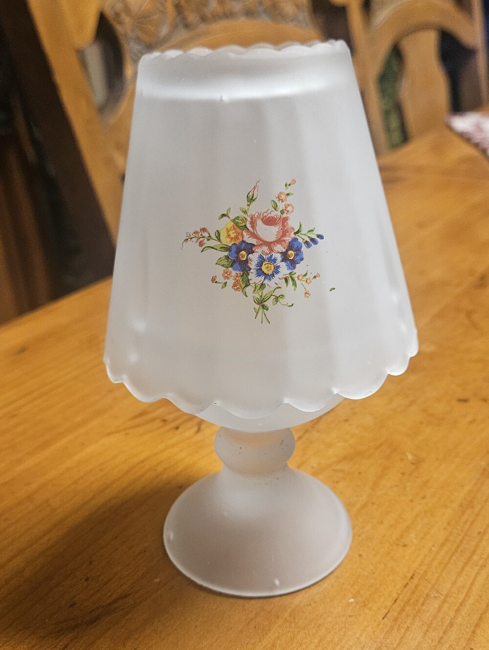 White Floral Frosted Glass Decorative Fairy Lamp